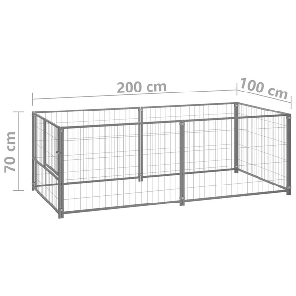 Kavez za pse srebrni 200 x 100 x 70 cm čelični