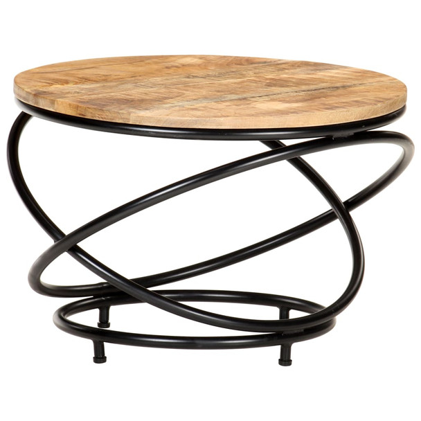 Stolić za kavu crni 60x60x40 cm od grubog masivnog drva manga