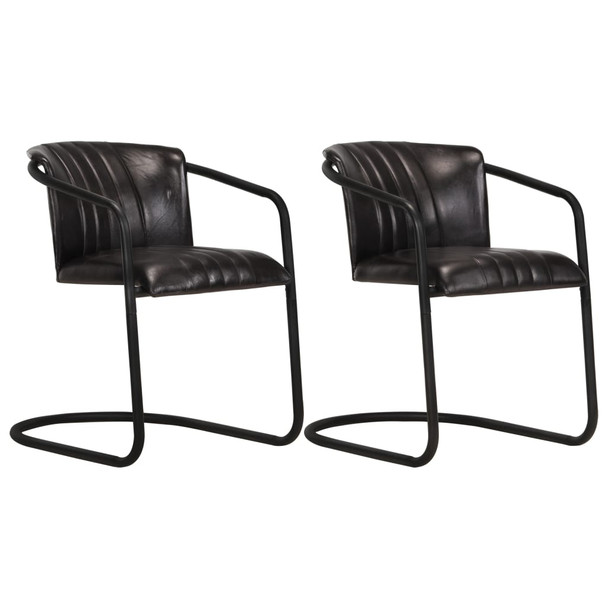 vidaXL Blagovaonske stolice od prave kože 2 kom crne 283747