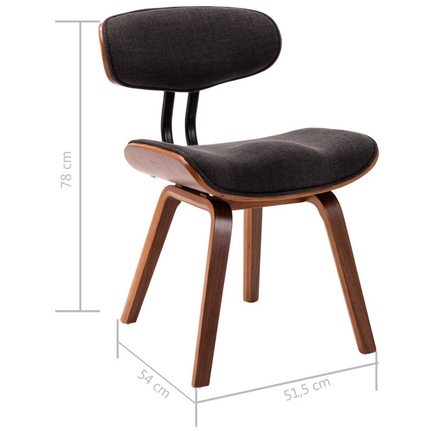 Blagovaonske stolice od savijenog drva i tkanine 6 kom sive 278719