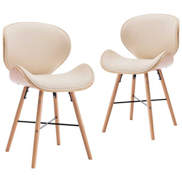 Blagovaonske stolice od umjetne kože i drva 2 kom krem 283143