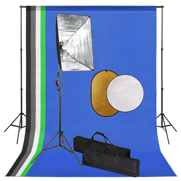 Fotografska oprema sa svjetlima softbox, pozadinom i reflektorom 3067098