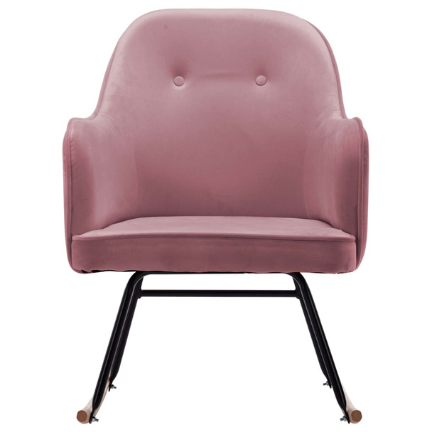 Stolica za ljuljanje ružičasta baršunasta