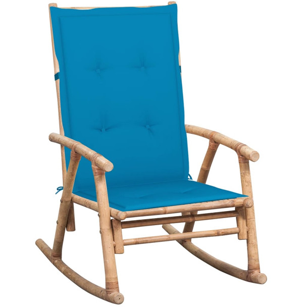 Stolica za ljuljanje od bambusa s jastukom 3063907