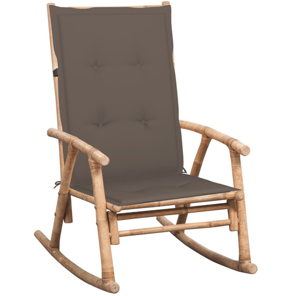 Stolica za ljuljanje od bambusa s jastukom 3063911
