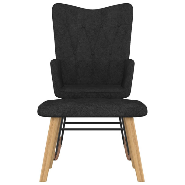 Stolica za ljuljanje s osloncem za noge crna od tkanine