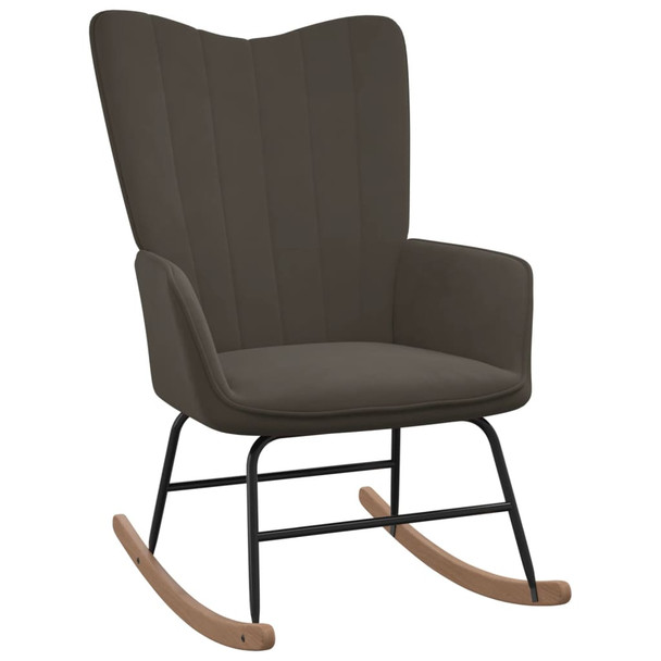 Stolica za ljuljanje s osloncem za noge tamnosiva baršunasta