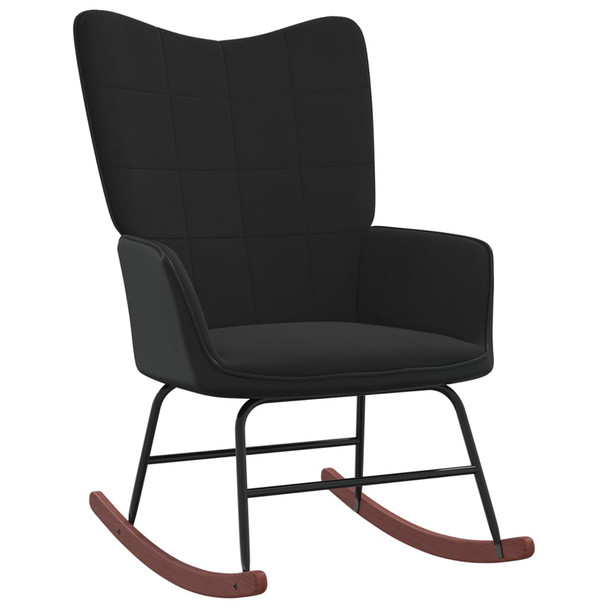 Stolica za ljuljanje crna od baršuna i PVC-a