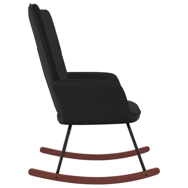 Stolica za ljuljanje crna od baršuna i PVC-a