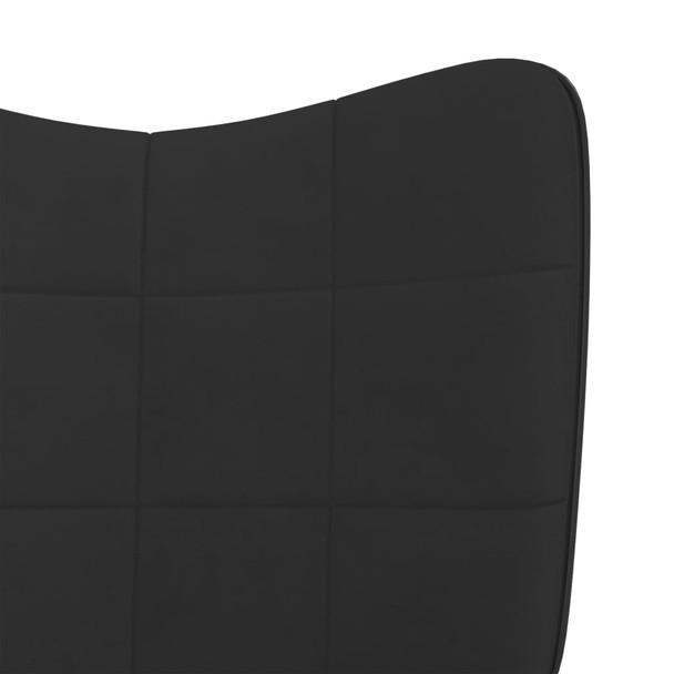 Stolica za ljuljanje s osloncem za noge crna od baršuna i PVC-a