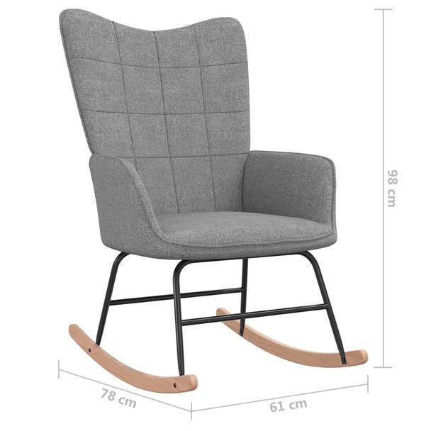 Stolica za ljuljanje s osloncem za noge svjetlosiva od tkanine 328018