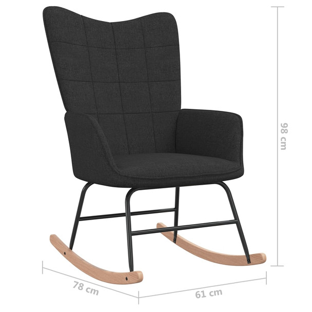 Stolica za ljuljanje s osloncem za noge crna od tkanine 328024