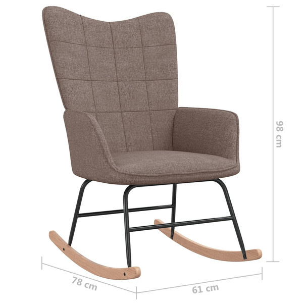 Stolica za ljuljanje s osloncem za noge smeđe-siva od tkanine 328027