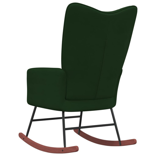Stolica za ljuljanje tamnozelena baršunasta 328141