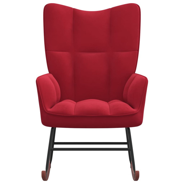 Stolica za ljuljanje crvena boja vina baršunasta 328144