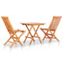 3-dijelni bistro set s jastucima boje vina od masivne tikovine 3063234
