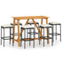 7-dijelni vrtni barski set s jastucima crni 3067966