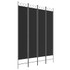 Sobna pregrada s 4 panela crna 160x220 cm od tkanine 350169