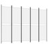 Sobna pregrada s 5 panela bijela 250 x 180 cm od tkanine 350218