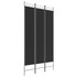 Sobna pregrada s 3 panela crna 120x220 cm od tkanine 350165