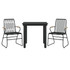 3-dijelni vrtni blagovaonski set od PVC ratana crni 3099209