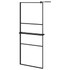 Pregrada za tuš s policom crna 80 x 195 cm s mutnim staklom ESG 3185450
