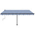 Tenda na ručno uvlačenje s LED svjetlom 450x300 cm plavo-bijela 3069761