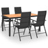 5-dijelni vrtni blagovaonski set crno-smeđi 3060054