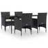 5-dijelni vrtni blagovaonski set s jastucima crni 3156616