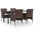 5-dijelni vrtni blagovaonski set s jastucima smeđe-crni 3156612