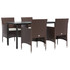 5-dijelni vrtni blagovaonski set s jastucima smeđe-crni 3156612