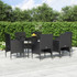 7-dijelni vrtni blagovaonski set s jastucima crni 3156617