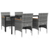 5-dijelni vrtni blagovaonski set s jastucima sivo-crni 3156636