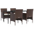 5-dijelni vrtni blagovaonski set s jastucima smeđe-crni 3156628