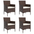 5-dijelni vrtni blagovaonski set s jastucima smeđe-crni 3156628