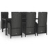 7-dijelni vrtni blagovaonski set crno-sivi od poliratana 3185057