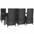 7-dijelni vrtni blagovaonski set crno-sivi od poliratana 3185057