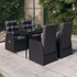 5-dijelni vrtni blagovaonski set s jastucima crni 3099493