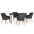 5-dijelni vrtni blagovaonski set s jastucima crni 3099519