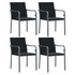Vrtne stolice s jastucima 4 kom crne 56x59x84 cm od poliratana 3187075