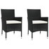 3-dijelni vrtni bistro set od poliratana s jastucima crni 3187432