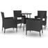 5-dijelni vrtni bistro set od poliratana s jastucima crni 3187433