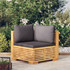 Kutna vrtna sofa s tamnosivim jastucima od masivne tikovine 319160