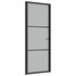 Unutarnja vrata 83 x 201,5 cm crna od mat stakla i aluminija 350553