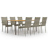 7-dijelni vrtni blagovaonski set od poliratana sivi 3072503