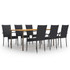 7-dijelni vrtni blagovaonski set od poliratana crni 3072502