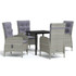 5-dijelni vrtni blagovaonski set s jastucima sivo-crni 3099360
