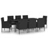 9-dijelni vrtni blagovaonski set crni 3099636