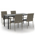 5-dijelni vrtni blagovaonski set crno-sivi od poliratana 3185140