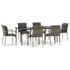 7-dijelni vrtni blagovaonski set crno-sivi od poliratana 3185105